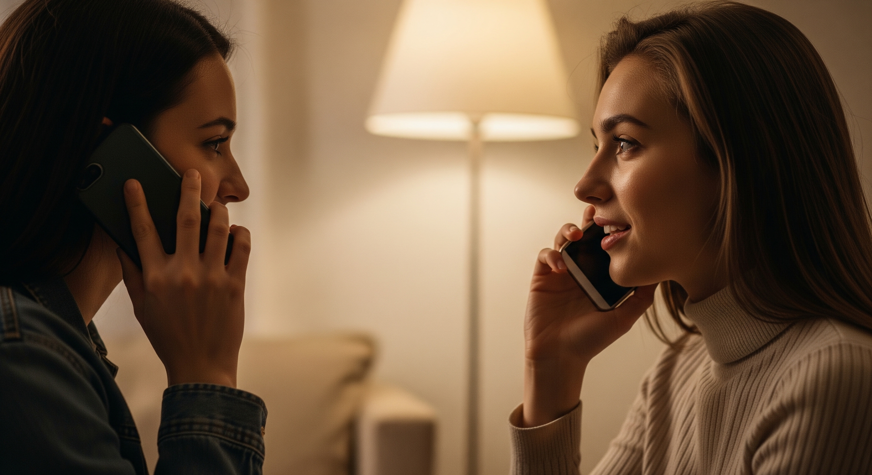 Persona conversando por llamada en un espacio acogedor